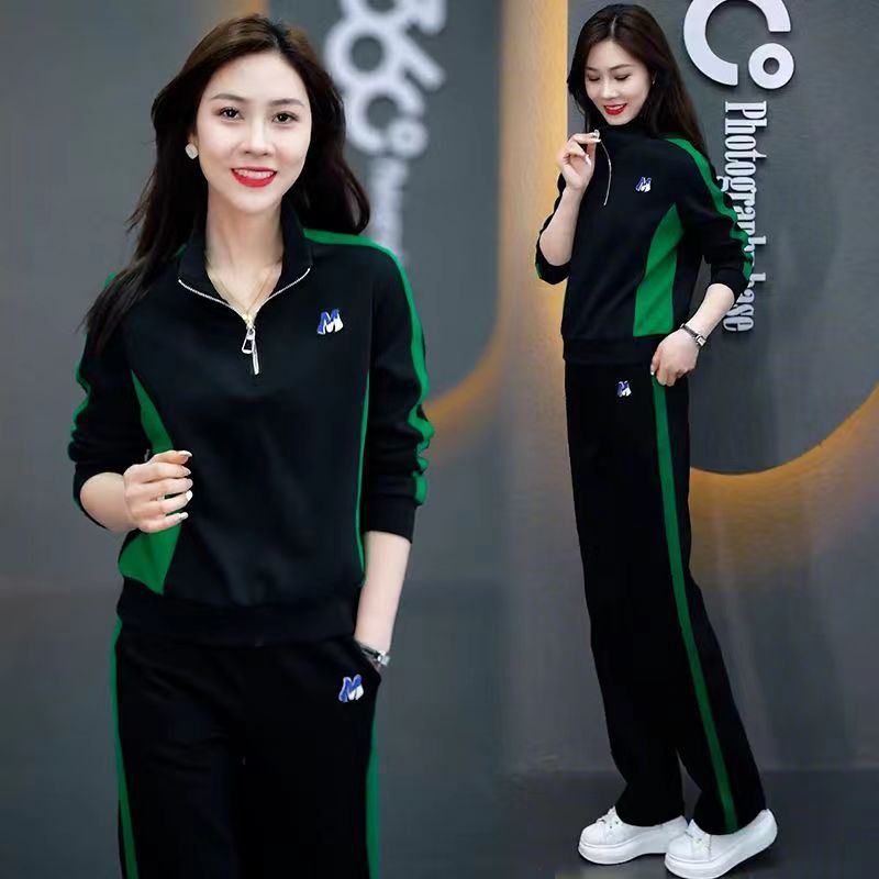 运动服套装女春秋装网红新款时尚洋气立领宽松卫衣大码休闲两件套